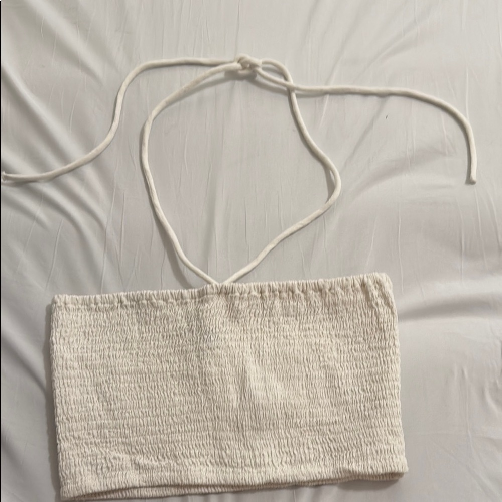 Universal Thread Cream Smocked Halter Top